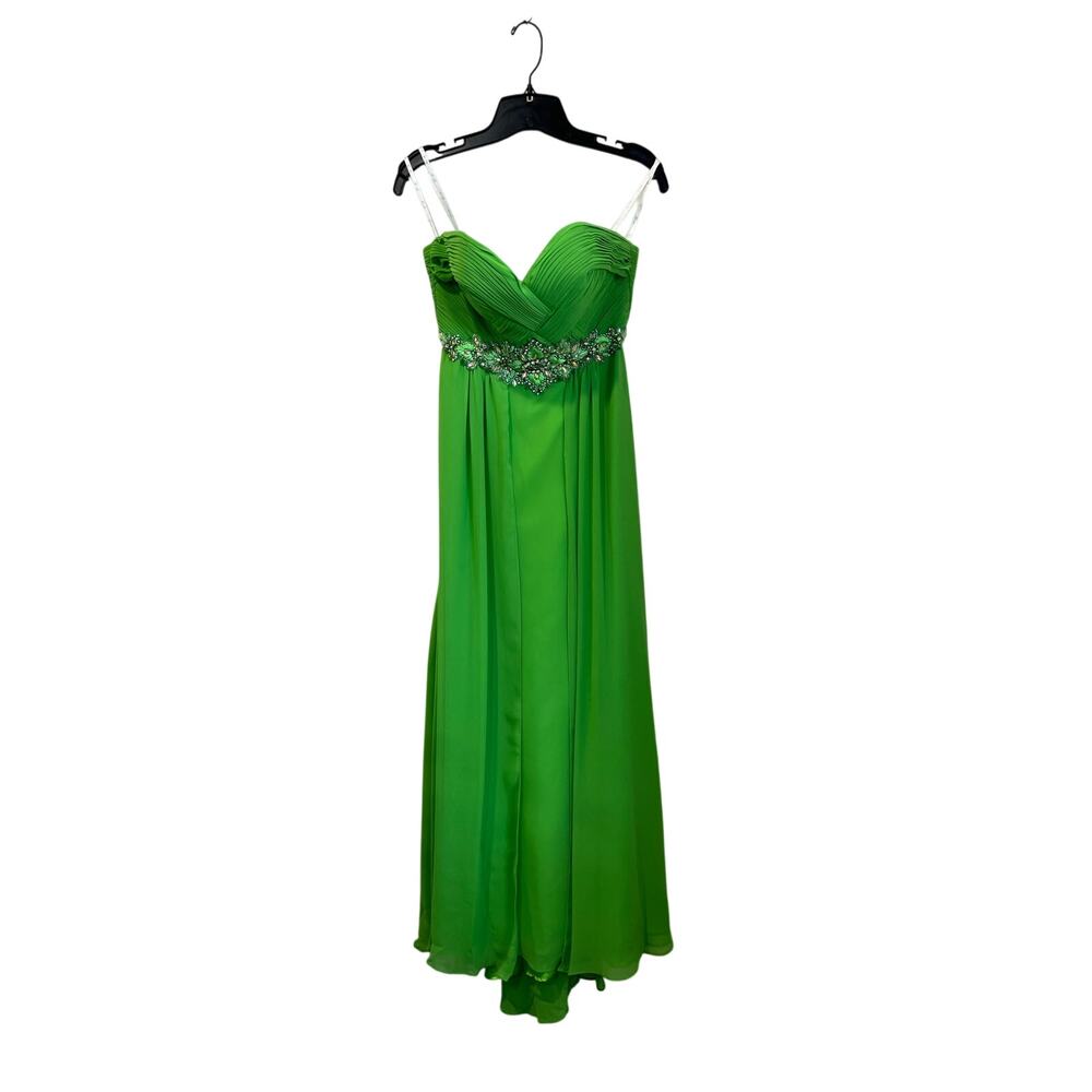 Camille La Vie Green Strapless Prom Gown Beaded Formal Dress Sz 4